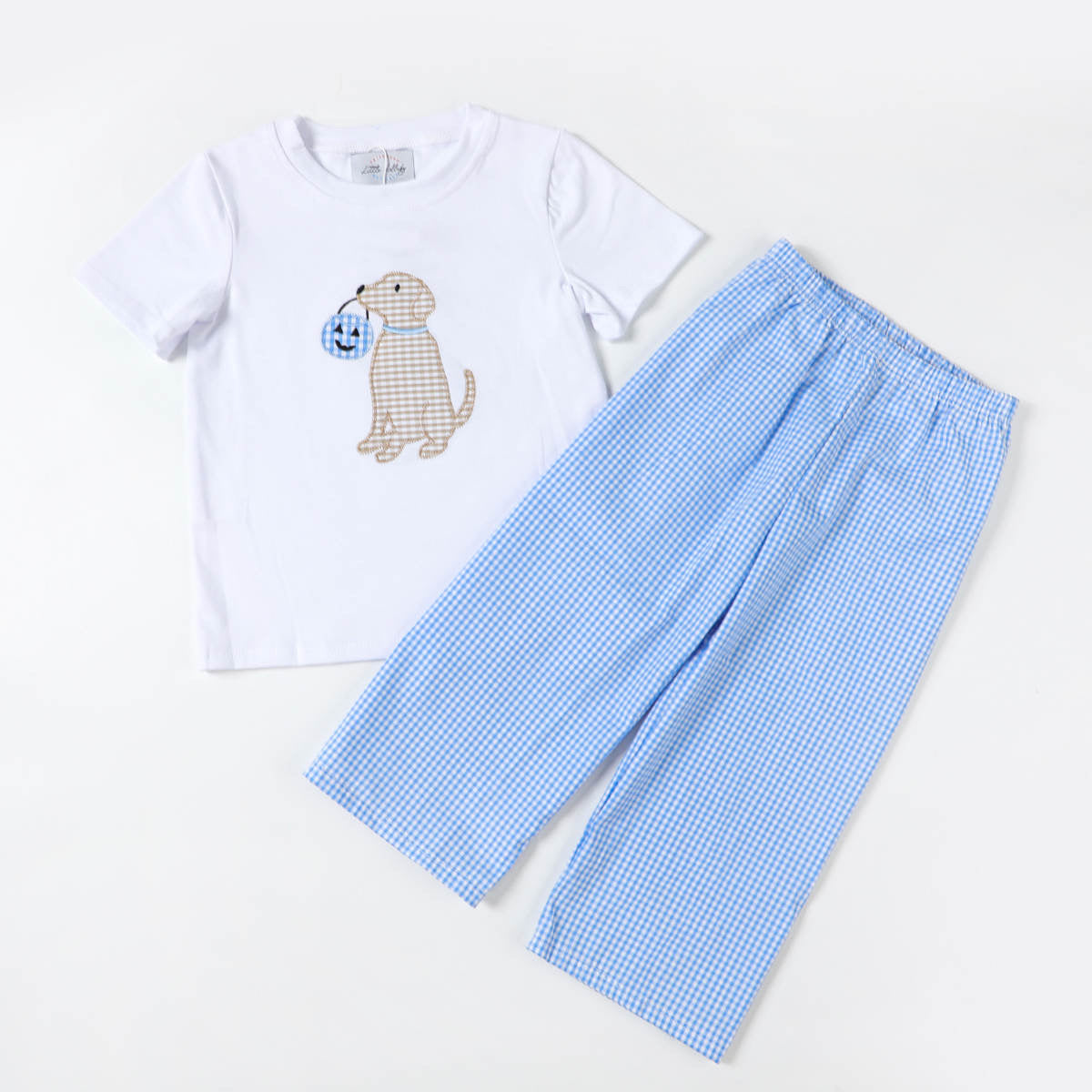 Boy’s Dog and Pumpkin Applique Pants Set