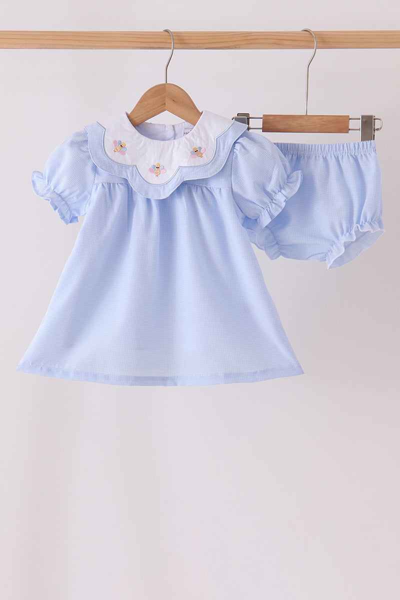 Girls Blue Turkey Diaper Set