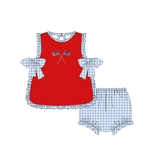 Girls Red, White, and Blue Diaper Set