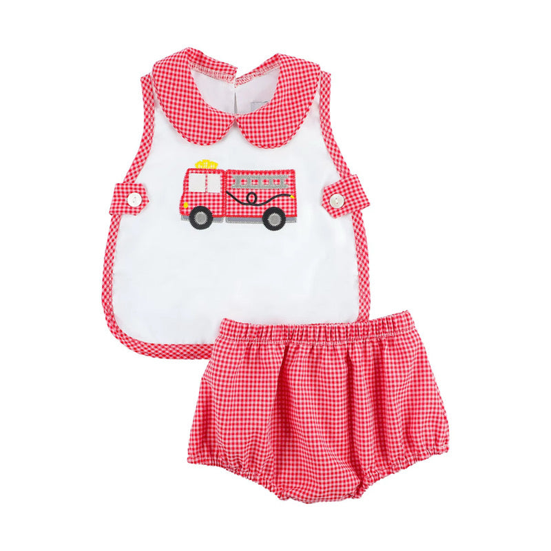 Boys Firetruck Diaper Set