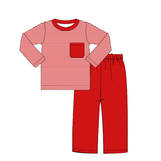 Boys Red Stripe Pants Set