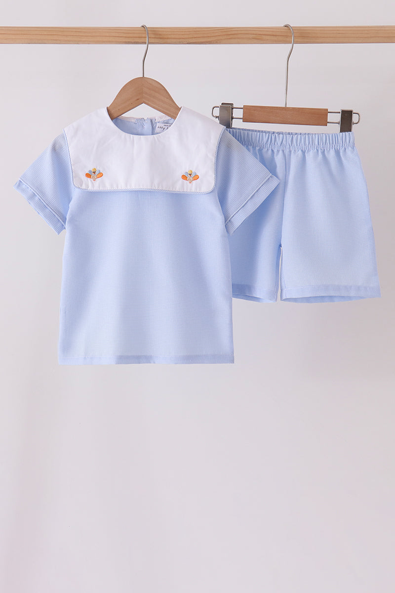 Boys Blue Turkey Short Set