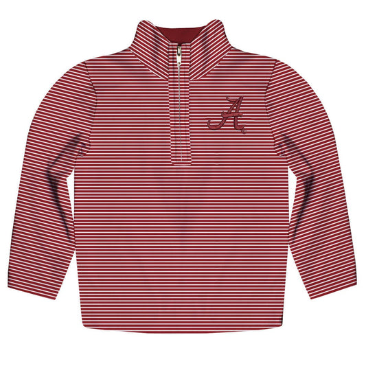 Alabama Crimson Embroidered Stripe Quarter Zip Pullover: Red-red / 3