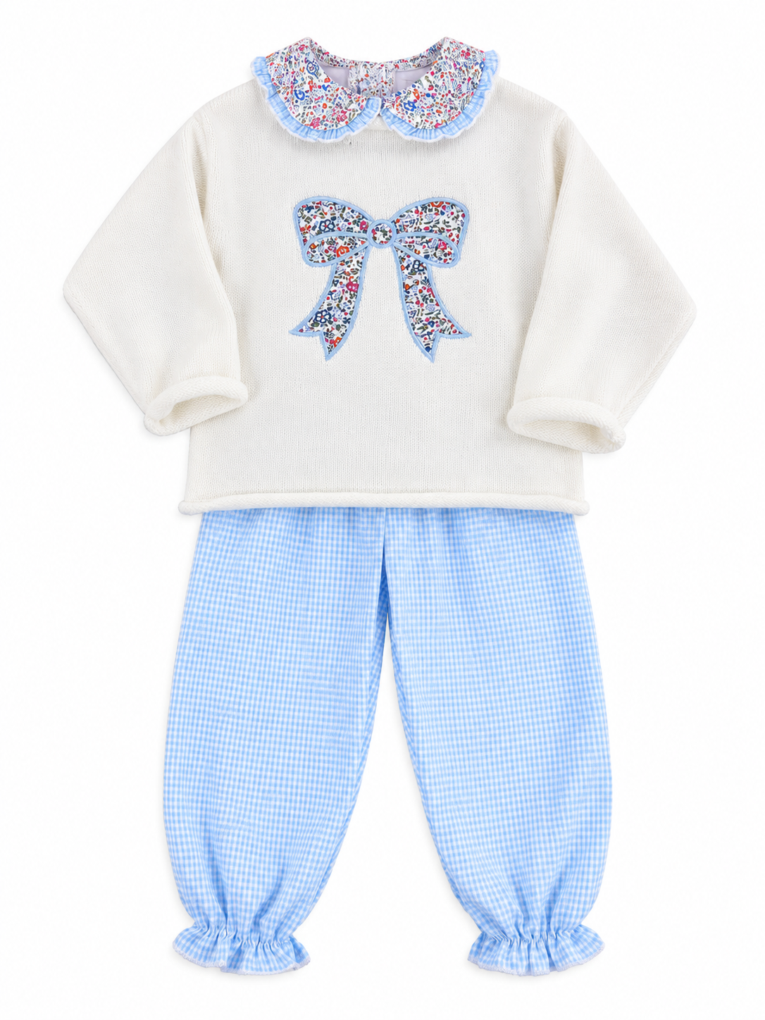 Girls Floral Bow Rollneck Sweater