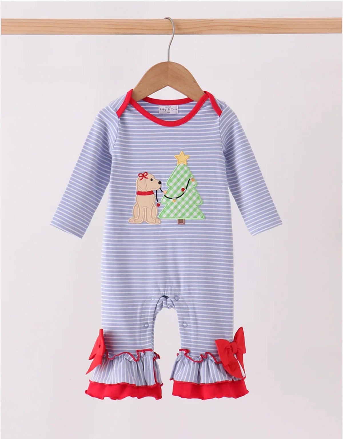 Girls Blue Christmas Puppy Longall