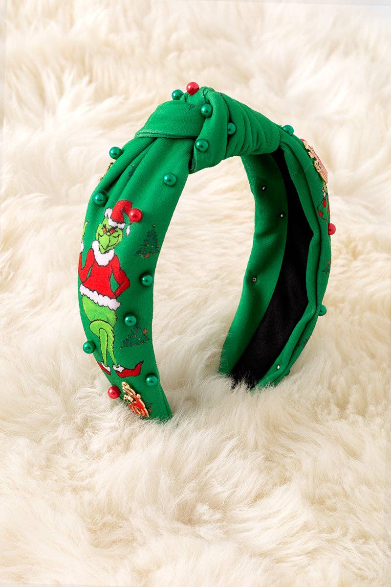 Santa Green girls headbands with beads.