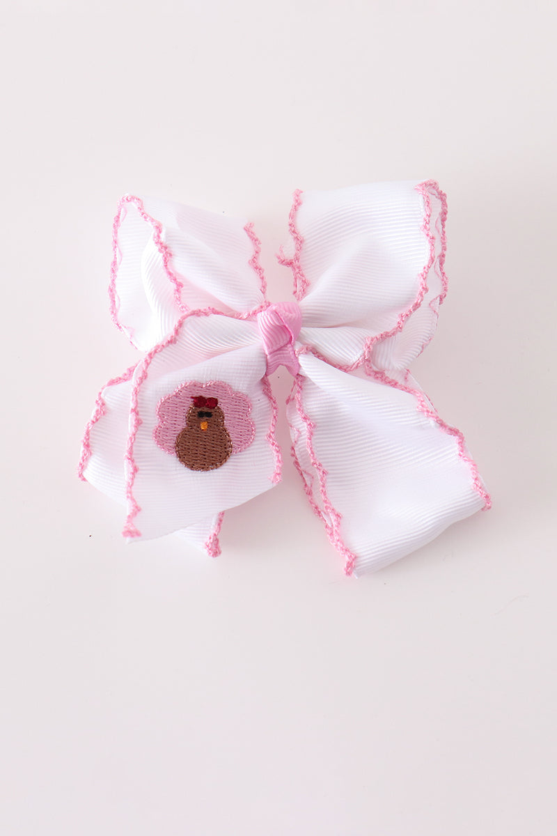 Girls Pink Turkey Hairbow