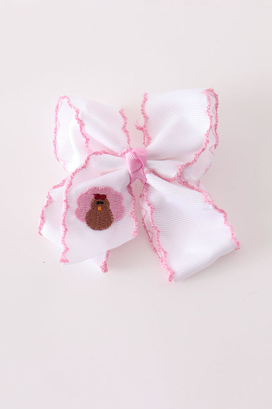 Girls Pink Turkey Hairbow