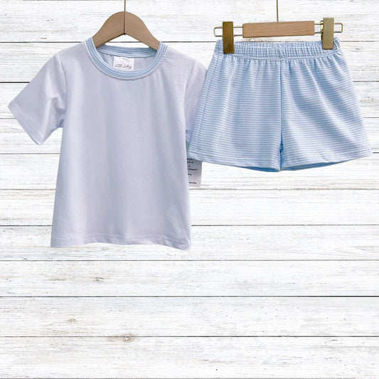 Boys Blue and White Short Set