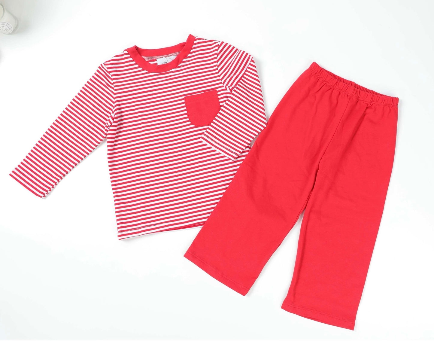 Boys Red Stripe Pants Set