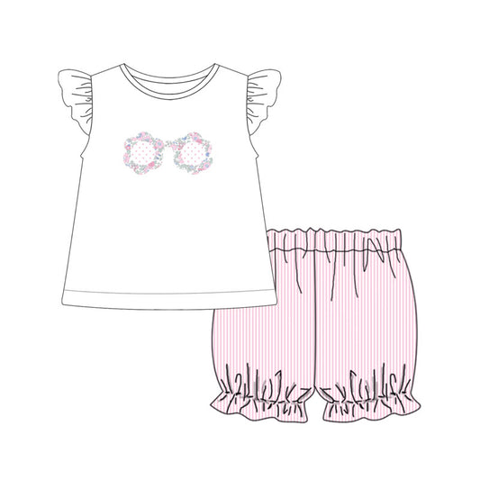 Girls Sun Glasses Appliqué  Short Set
