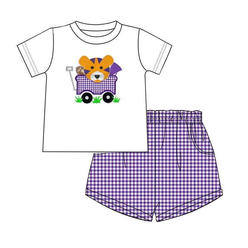 Boys Purple Tiger Football Short Set