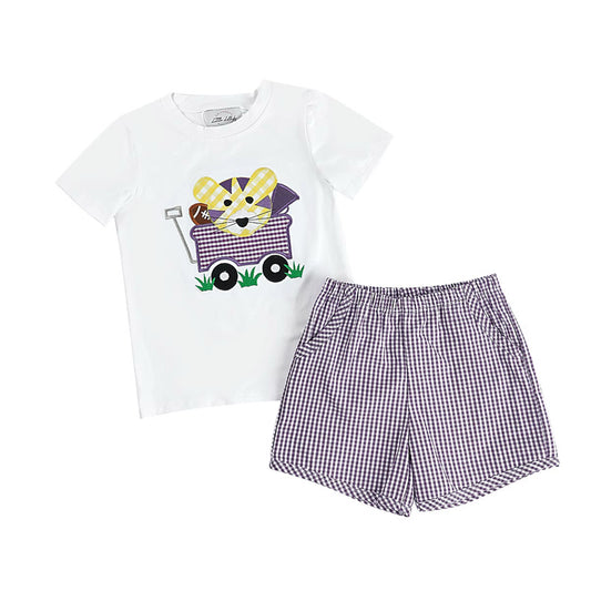 Boys Purple Tiger Football Short Set