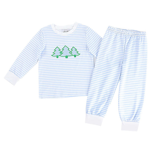 Boys Christmas Tree Applique Pajamas Set