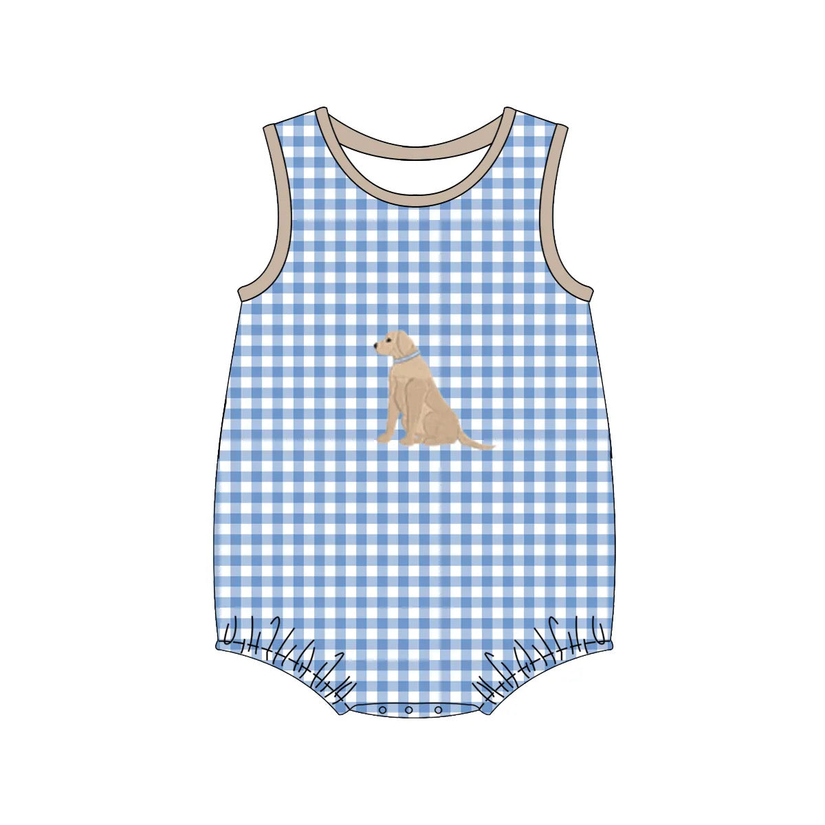 Boys Blue Gingham Dog Bubble