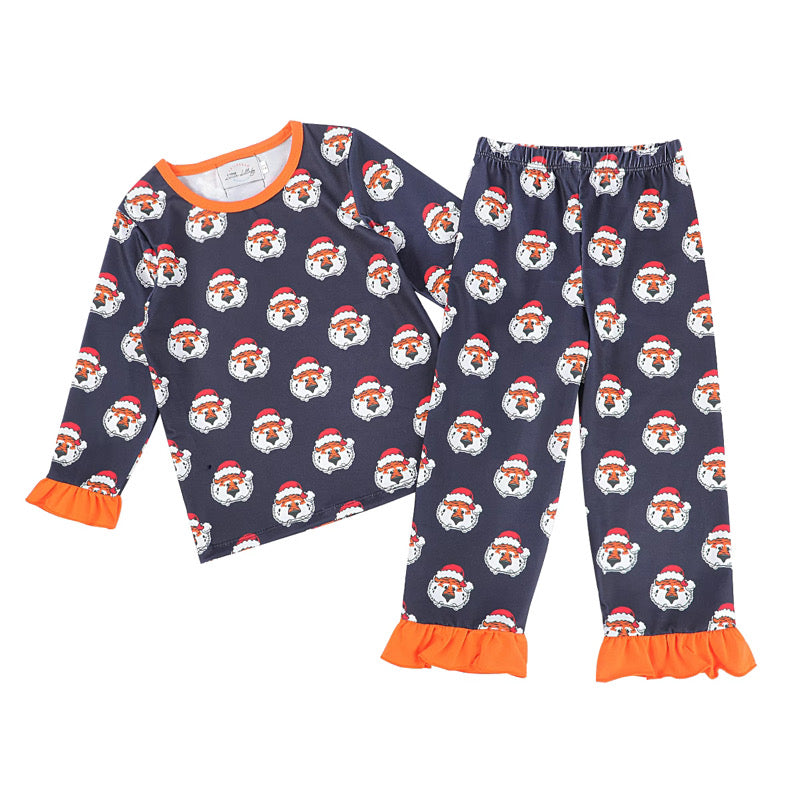 Girls Tiger Santa Hat Pajamas