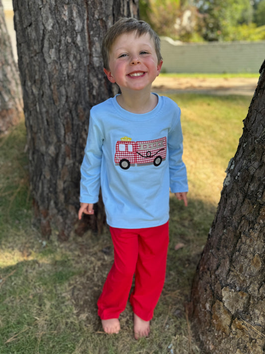 Fire Truck Applique Pants Set