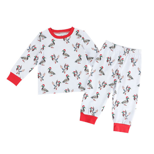 Boys Blue Christmas Mallard Duck Pajamas 2 Piece Set