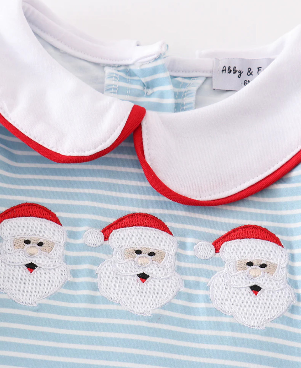 Boy’s Blue and Red Stripe Santa Applique Longall