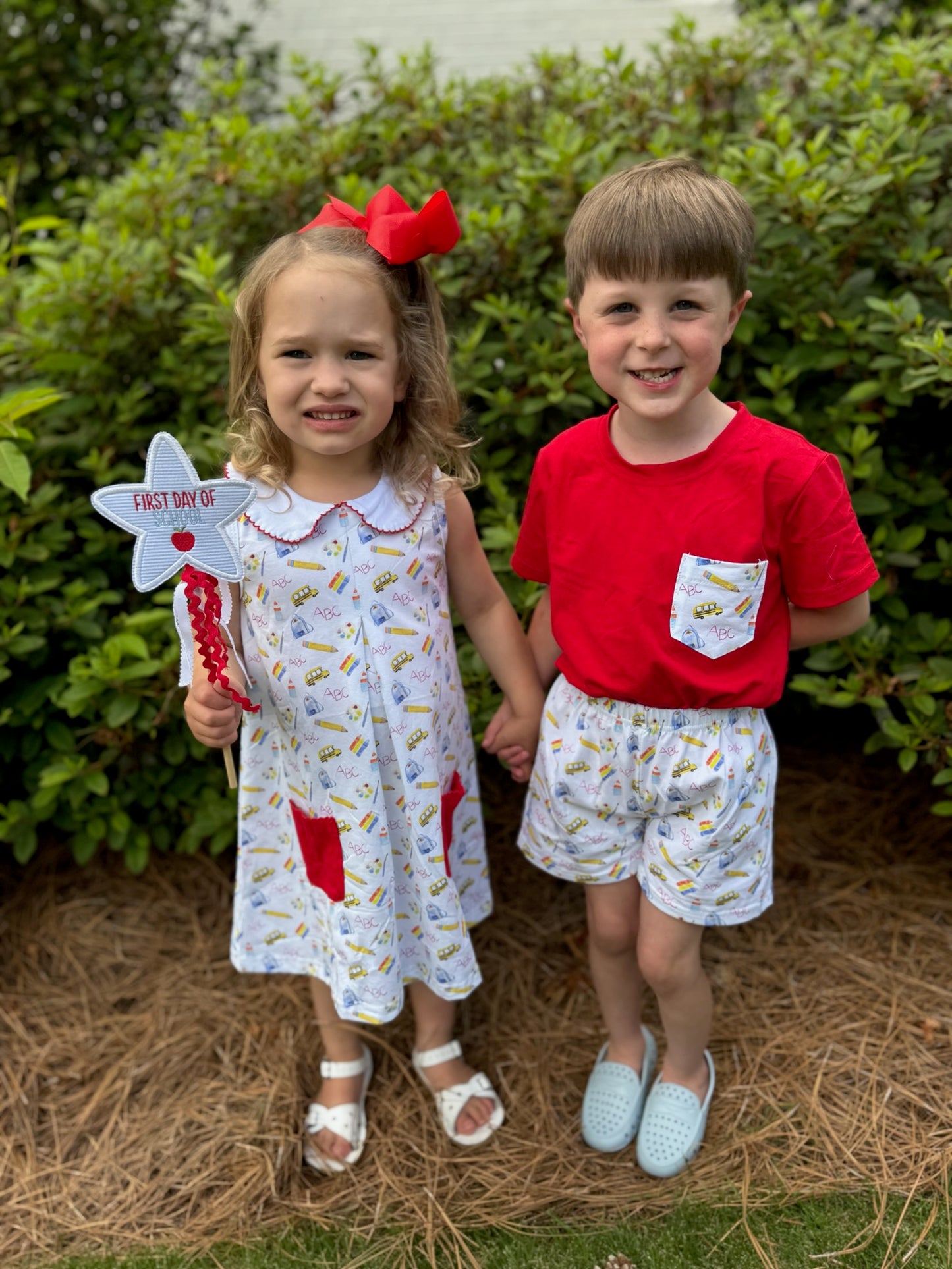 Girls Hand Painted Back to School Dress