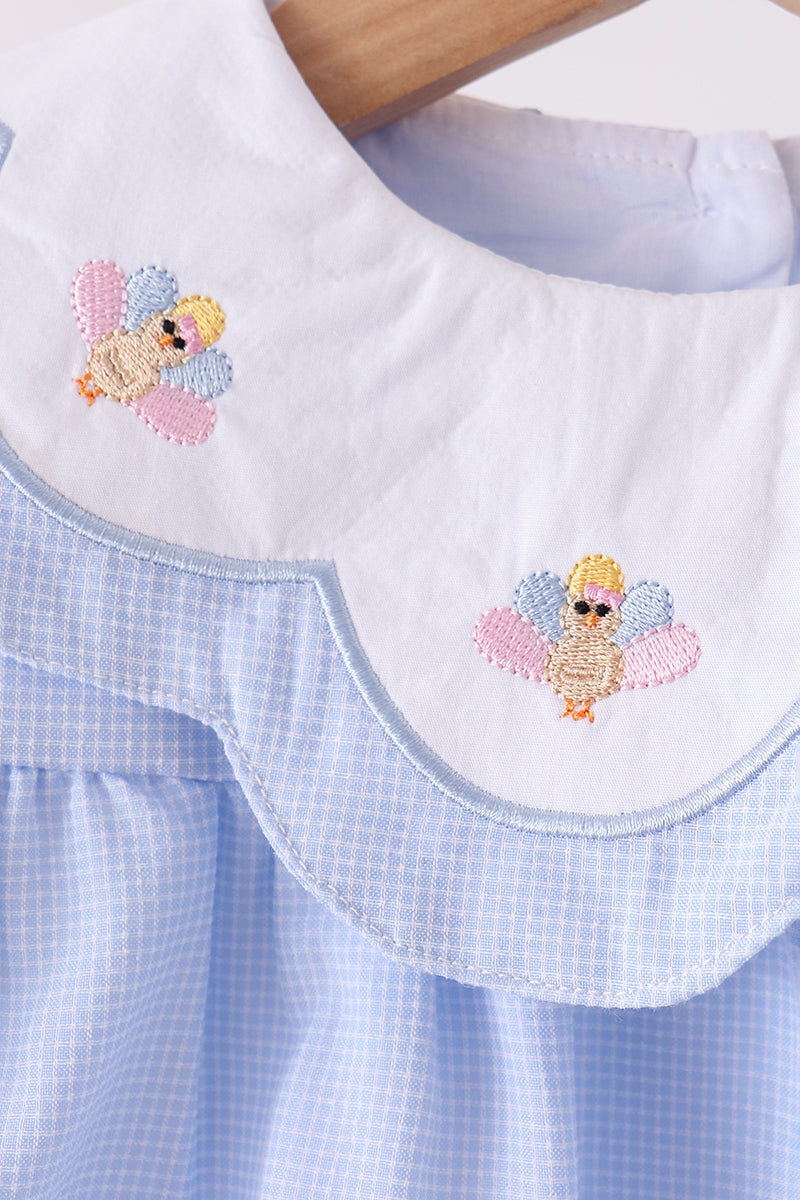Girls Blue Turkey Diaper Set