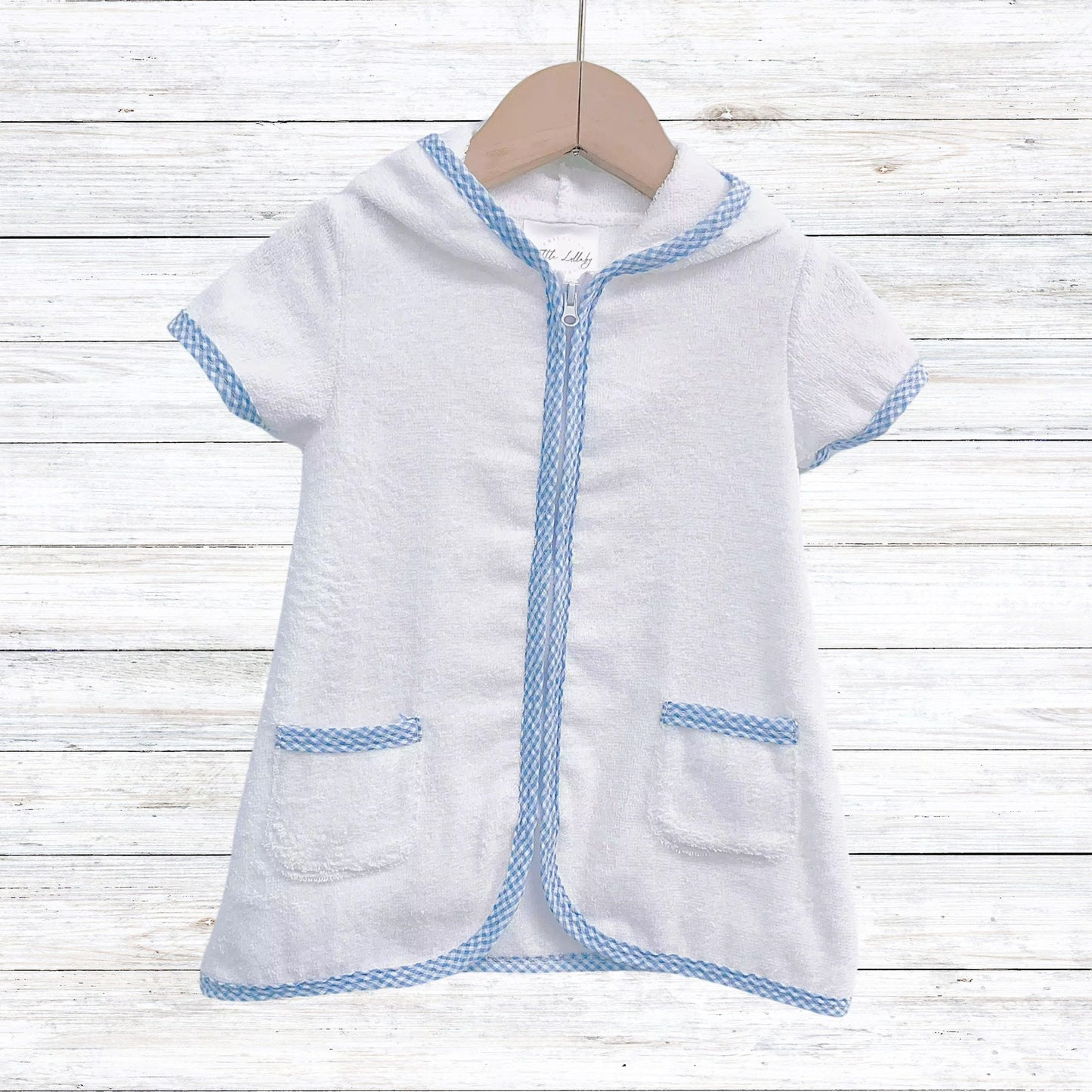 Boys Blue and White Gingham Cover Up