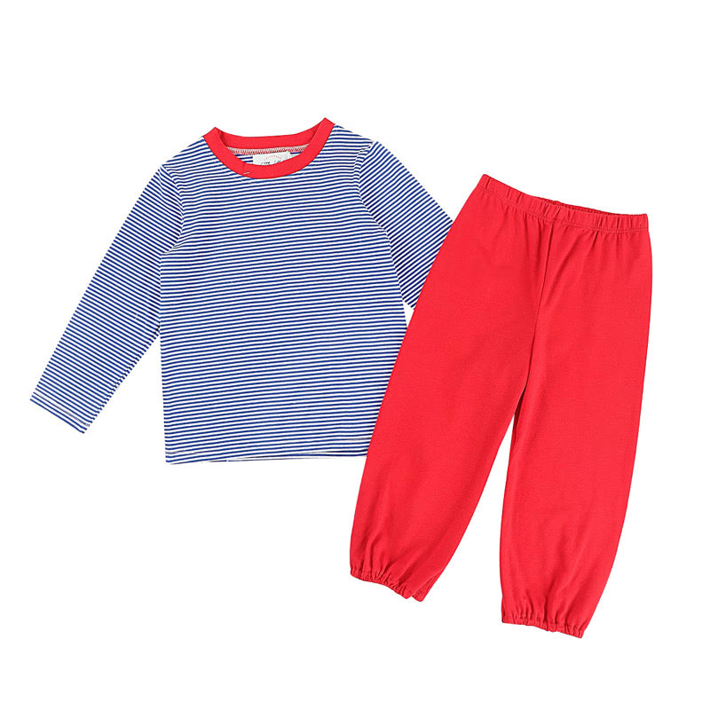 Boys Royal Blue and Red Pants Set