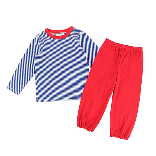 Boys Royal Blue and Red Pants Set