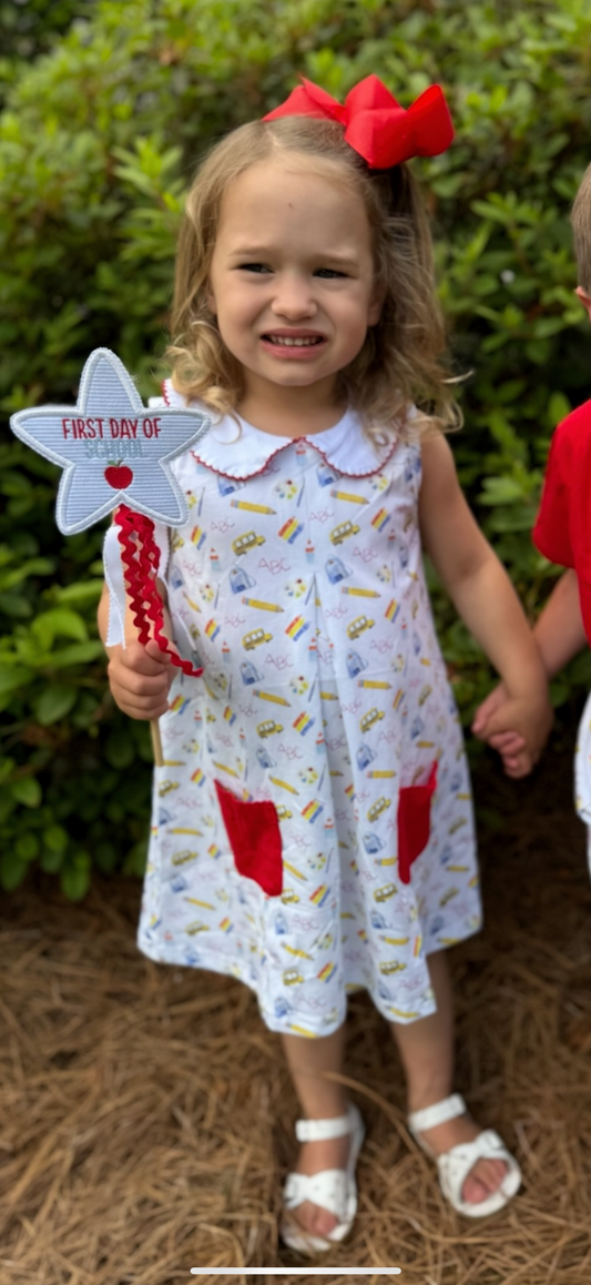 Girls Hand Painted Back to School Dress