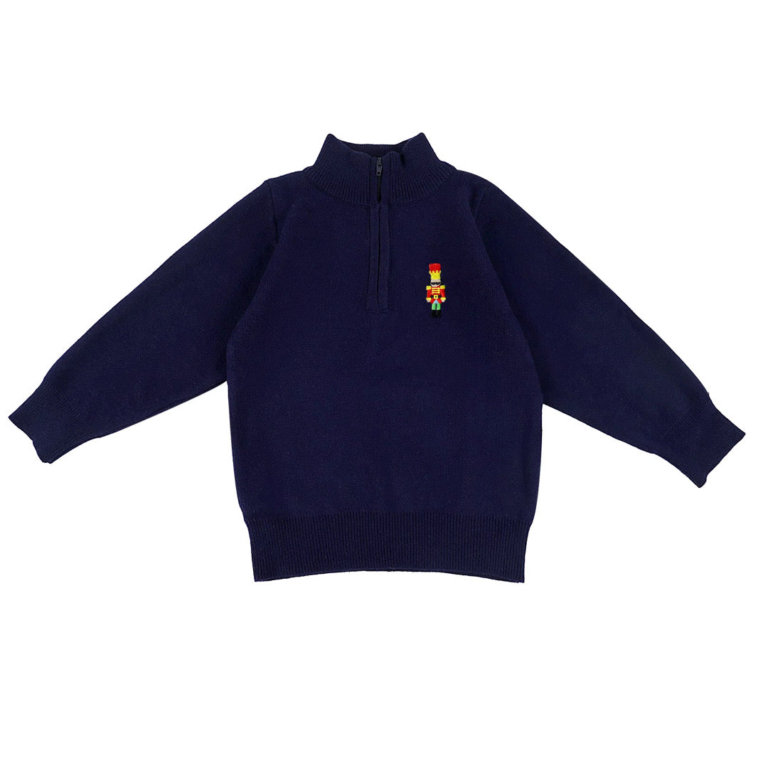 Boys Navy Nutcracker Half Zip Sweater
