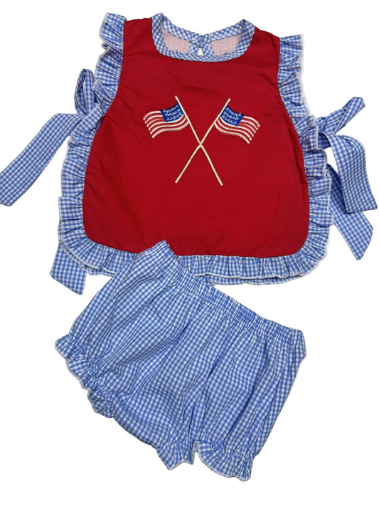 Girls Red, White, and Blue Diaper Set