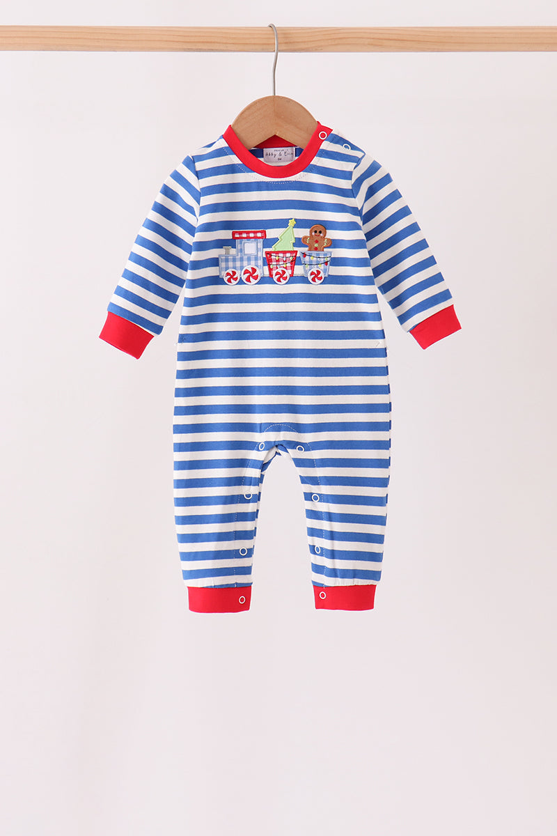 Boys Blue Stripe Train Gingerbread Longall