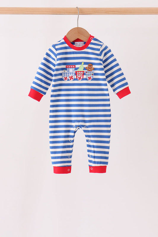 Boys Blue Stripe Train Gingerbread Longall