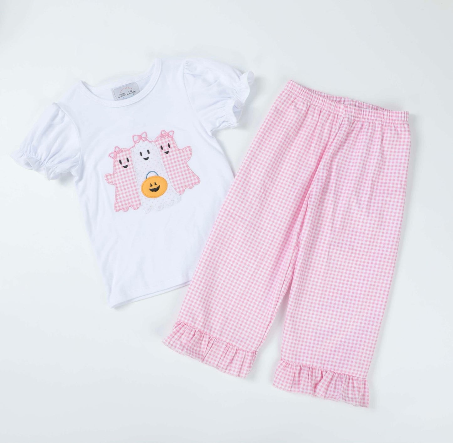 Girl’s Friendly Ghost Appliqué Pants Set