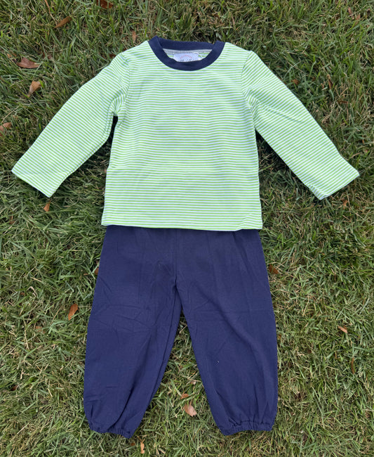 Boys Light Green and Navy Pants Set
