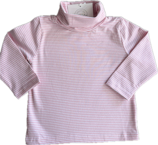Girls Pink and White Stripe Turtleneck