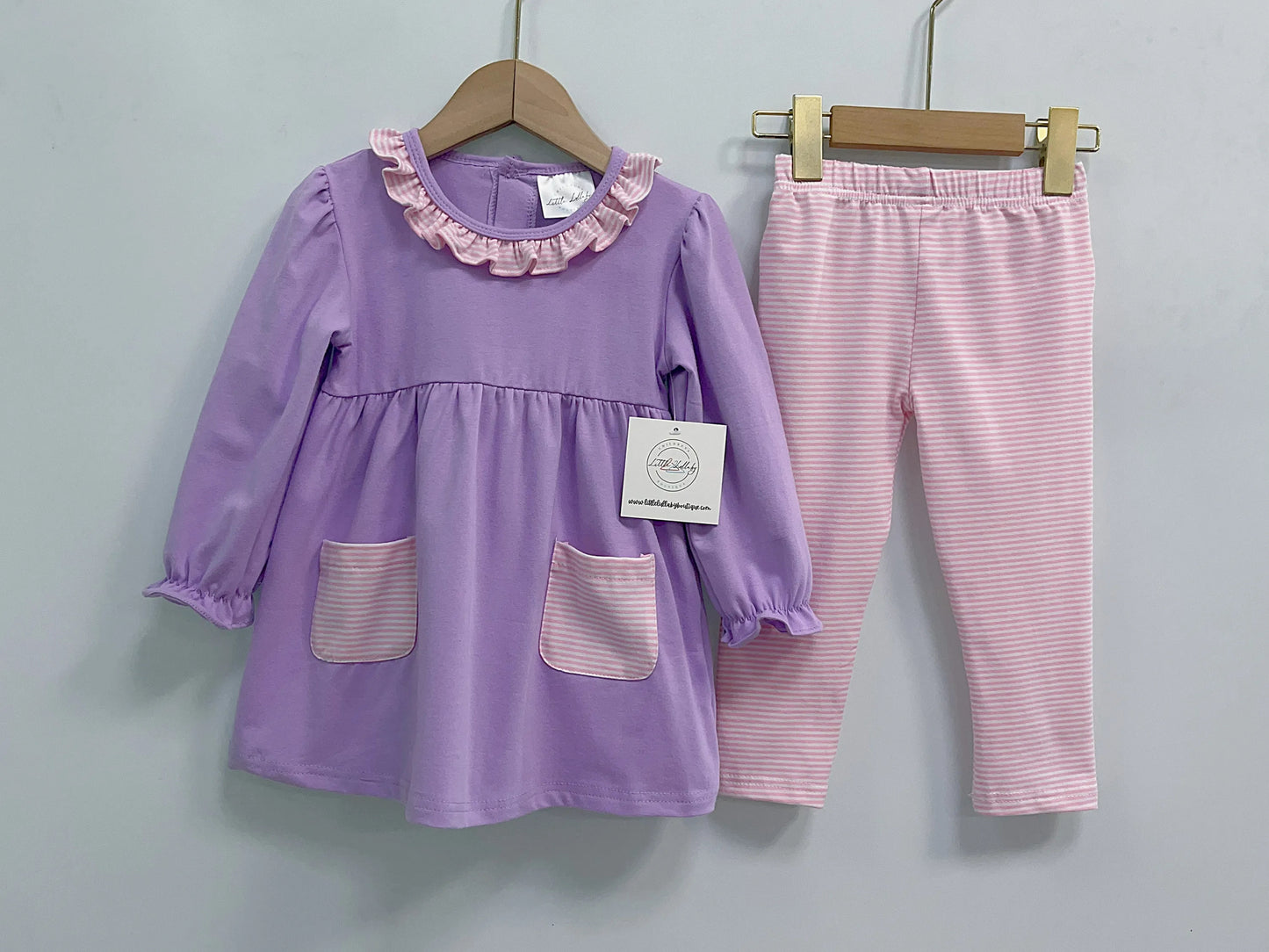 Purple with Pink Stripe Accent Pants Set