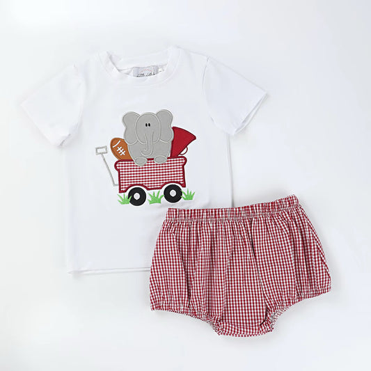 Boys Elephant Football Diaper Set
