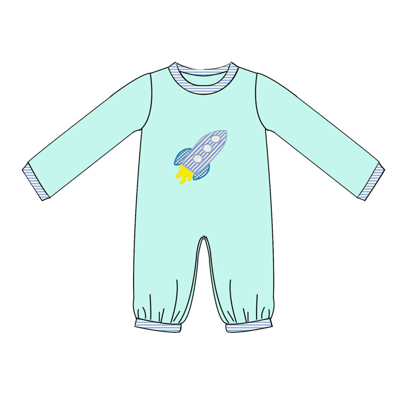 Preorder Boys Rocketship Applique Longall