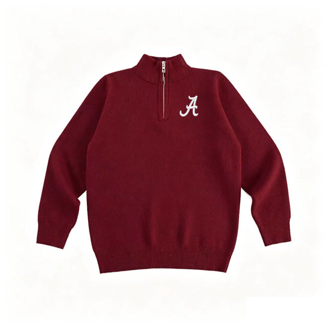 Boys Crimson A Half Zip Sweater