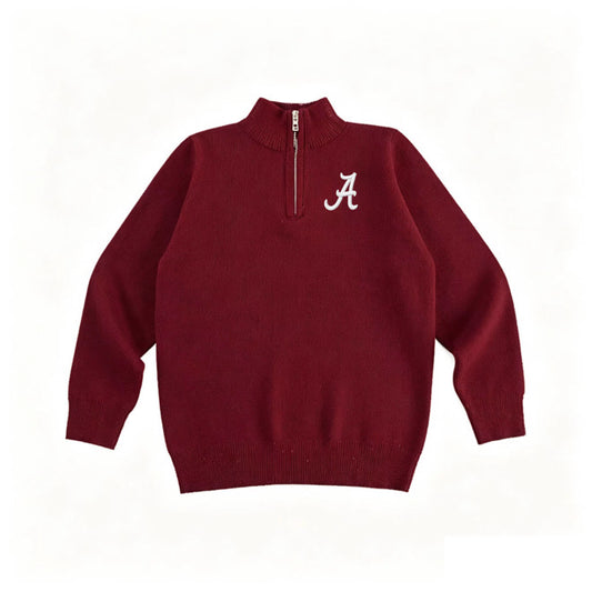 Boys Crimson A Half Zip Sweater