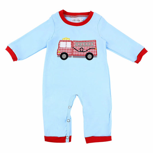 Boys Firetruck Applique Longall