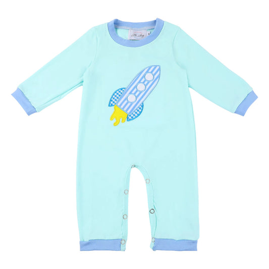 Boys Rocketship Applique Longall
