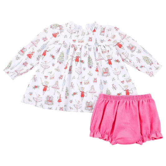Girls Nutcracker Toile Corduroy Bloomer Set