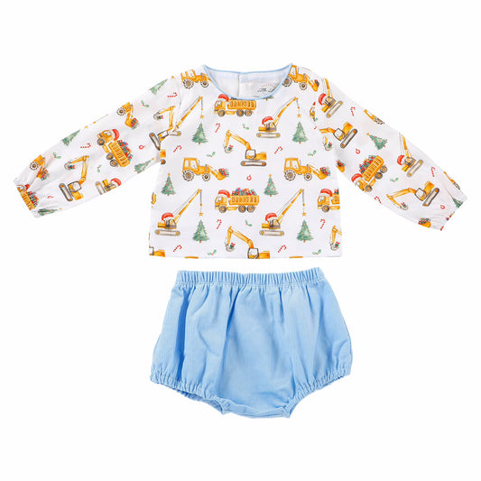 Boys Christmas Trucks Corduroy Diaper Set