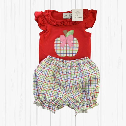 Girl Apple Applique Short Set